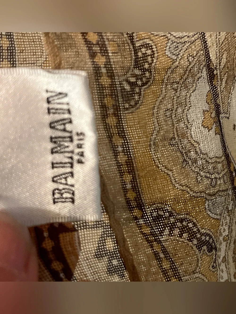 Vintage Pierre Balmain Paris 100%Silk Hand Rolled Edges Paisley EarthTones Scarf